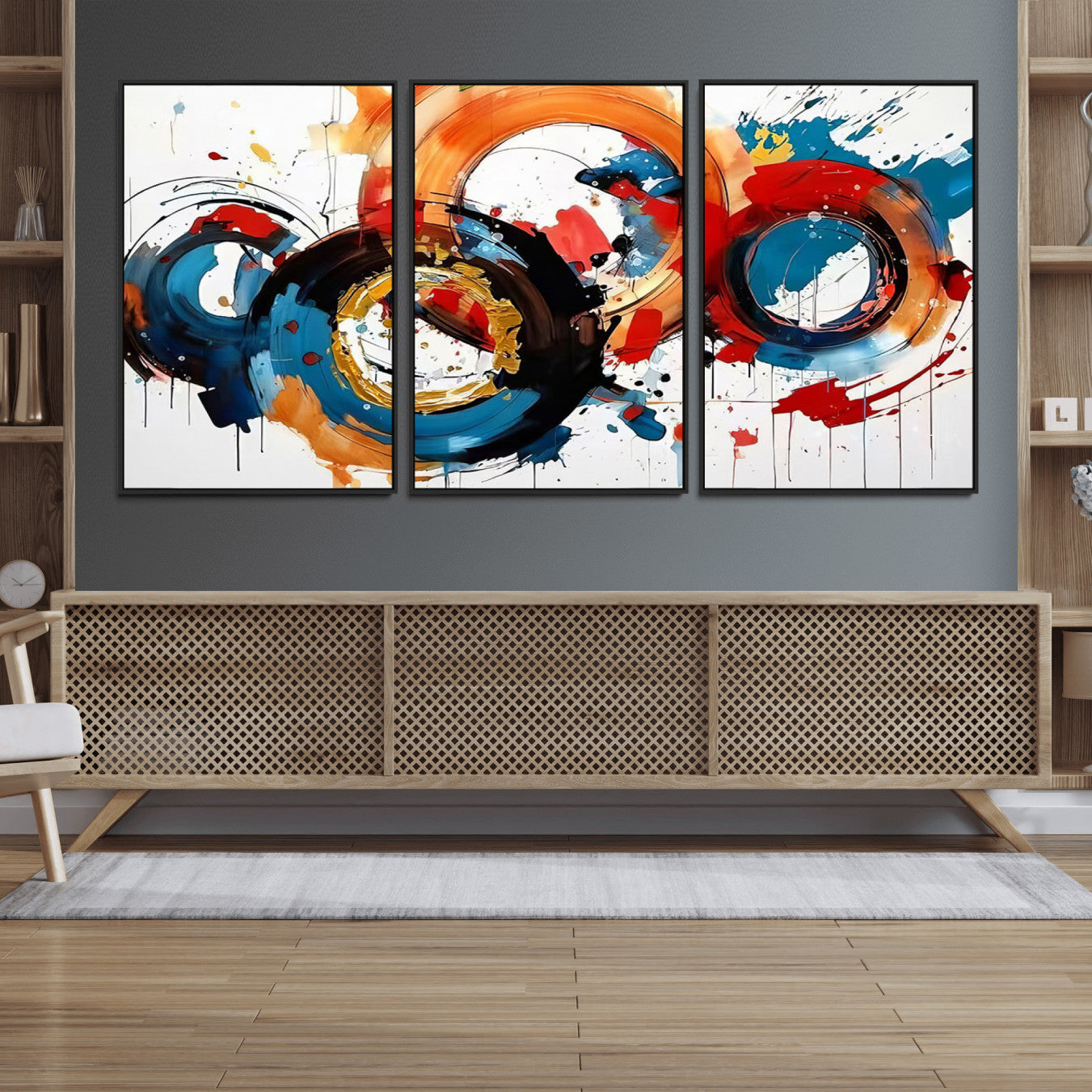 88266-MGV-FC-60X30-3P_Black-Abstract Wall Art, Rings Wall Art Canvas Print