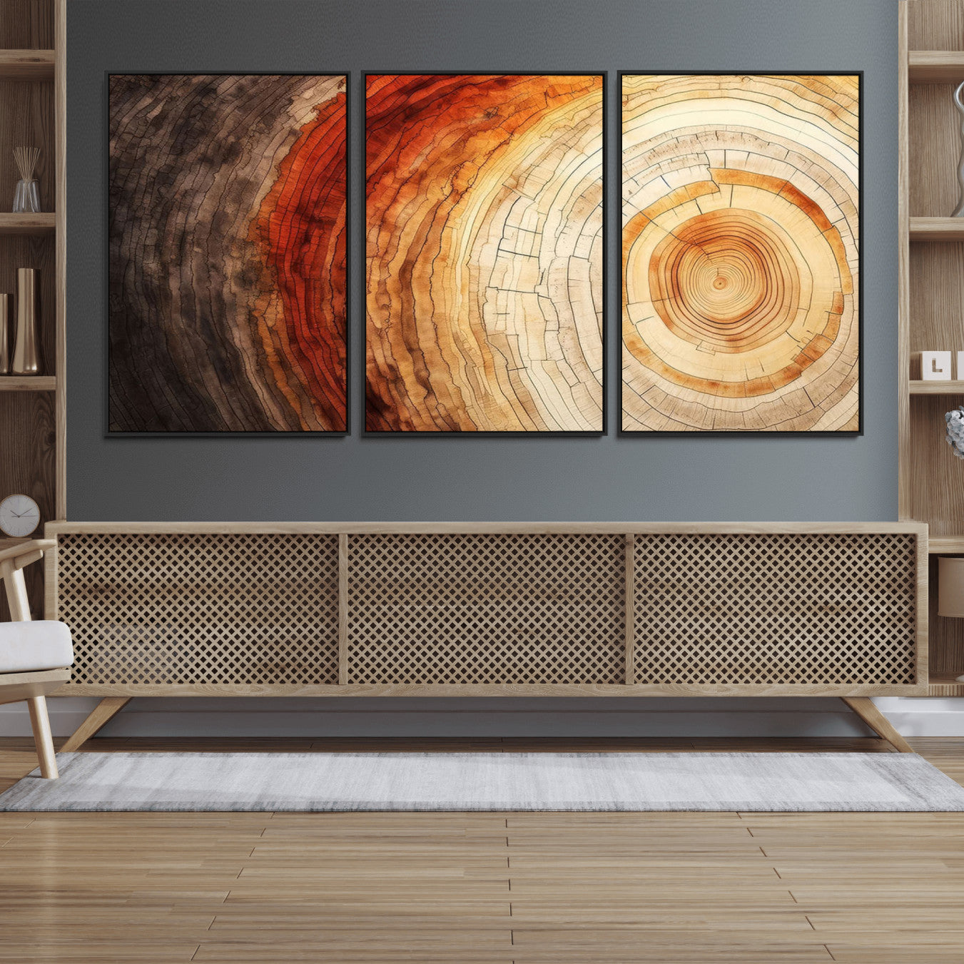 57529-MGV-CV-36X24-Tree Ring Print on Canvas Wall Art, Tree Stump Print, Wood Wall Art Living Room, Abstract Natural