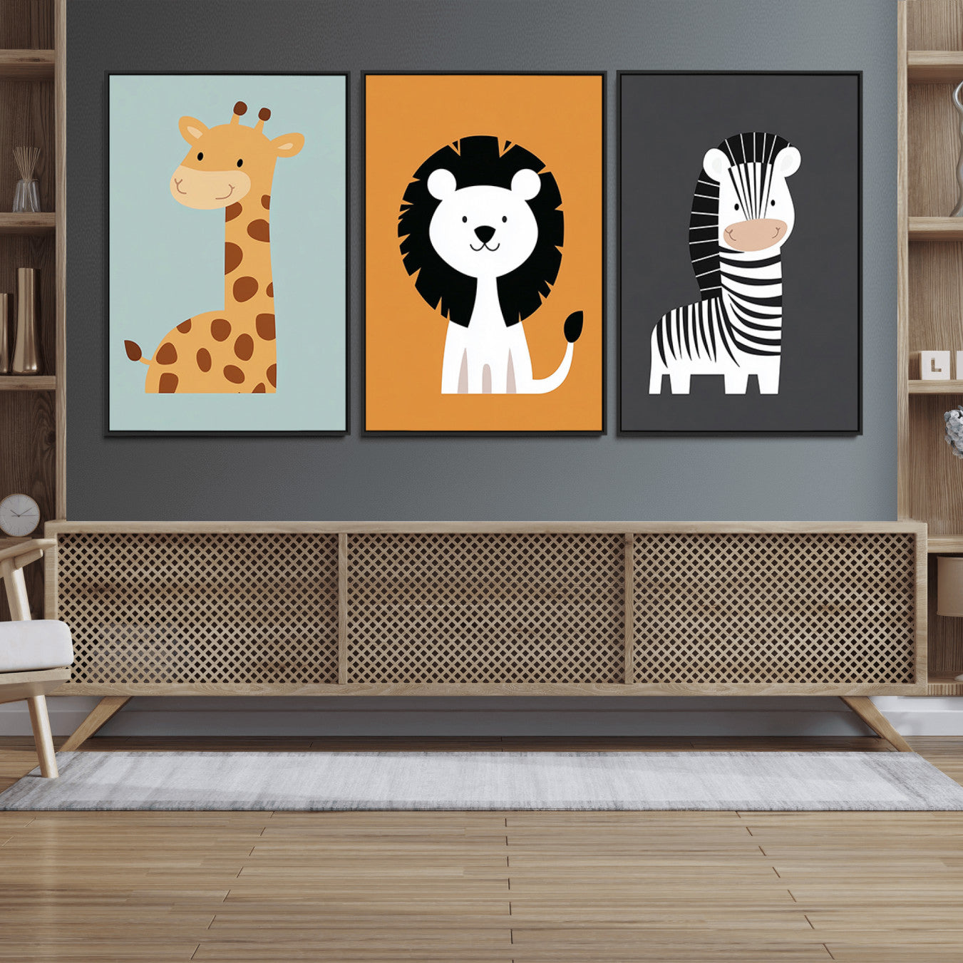 70446-MGV-FC-60X30-3P_Black-Boho Jungle Animal Nursery Wall Art Prints – Safari Decor Earth Tones Modern, Artwork for Home, Stylish Spaces