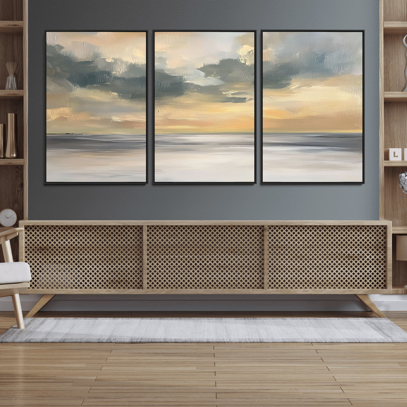 45544-MGV-FC-60X30-3P_Black-Modern Coastal Artwork with Vibrant Abstract Ocean Waves Wall Art Canvas Print for Contemporary