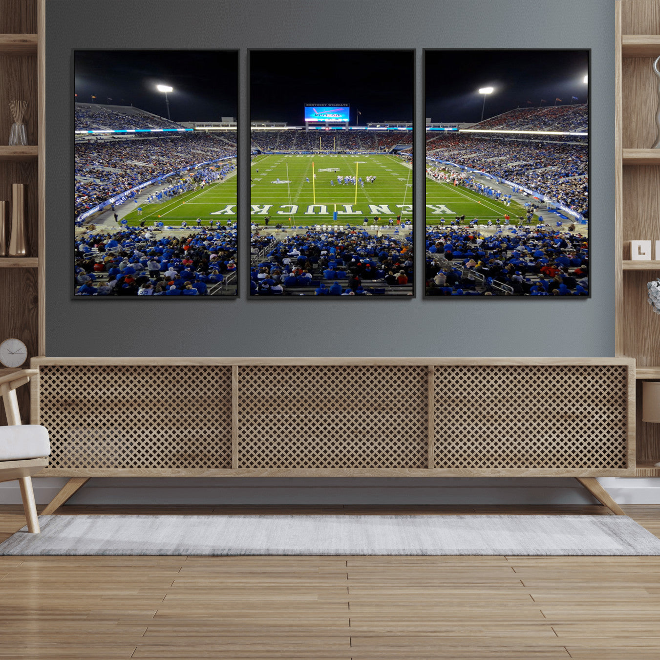 14304-MGV-FC-60X30-3P_Black-Kroger Field Canvas Wall Art - Kentucky Stadium Wall Art Print - Sunset Football Stadium Wall Decor