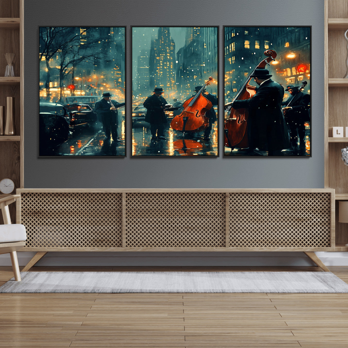 -African American Jazz Art Print - Framed Abstract Music Canvas - Colorful Instrument Poster for