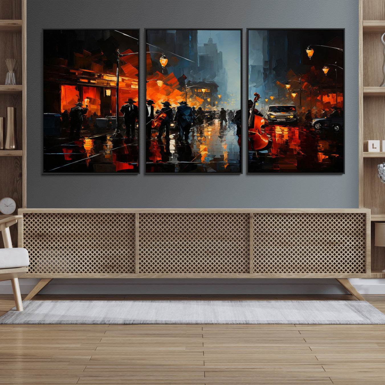 46538-MGV-FC-60X30-3P_Black-Winston Porter Jazz Wall Art - African American Music Canvas - Abstract Colorful Music Art - Framed