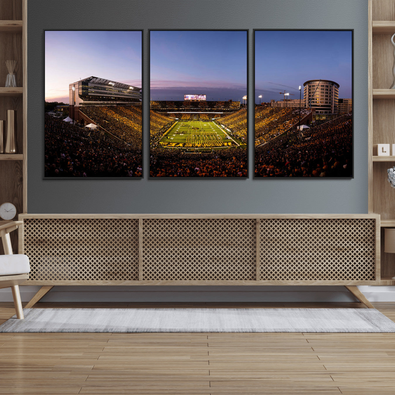 82557-MGV-FC-60X30-3P_Black-Iowa Hawkeyes Kinnick Stadium Wall Art Canvas Print, Framed Iowa Hawkeyes Kinnick Stadium Canvas