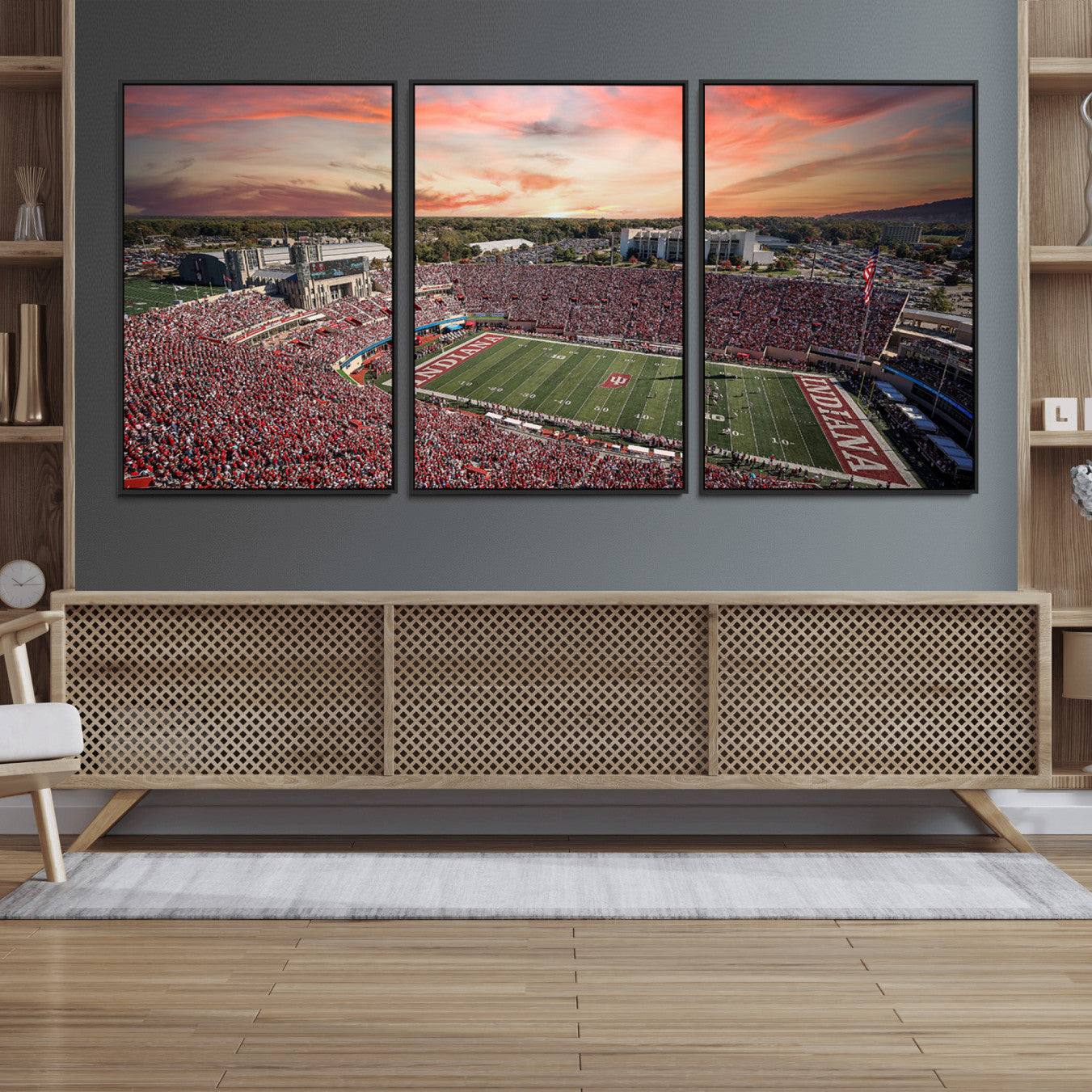 51135-MGV-FC-60X30-3P_Black-Indiana Memorial Stadium Wall Art Canvas Print, Framed Studium Canvas Art, Indiana Memorial Stadium