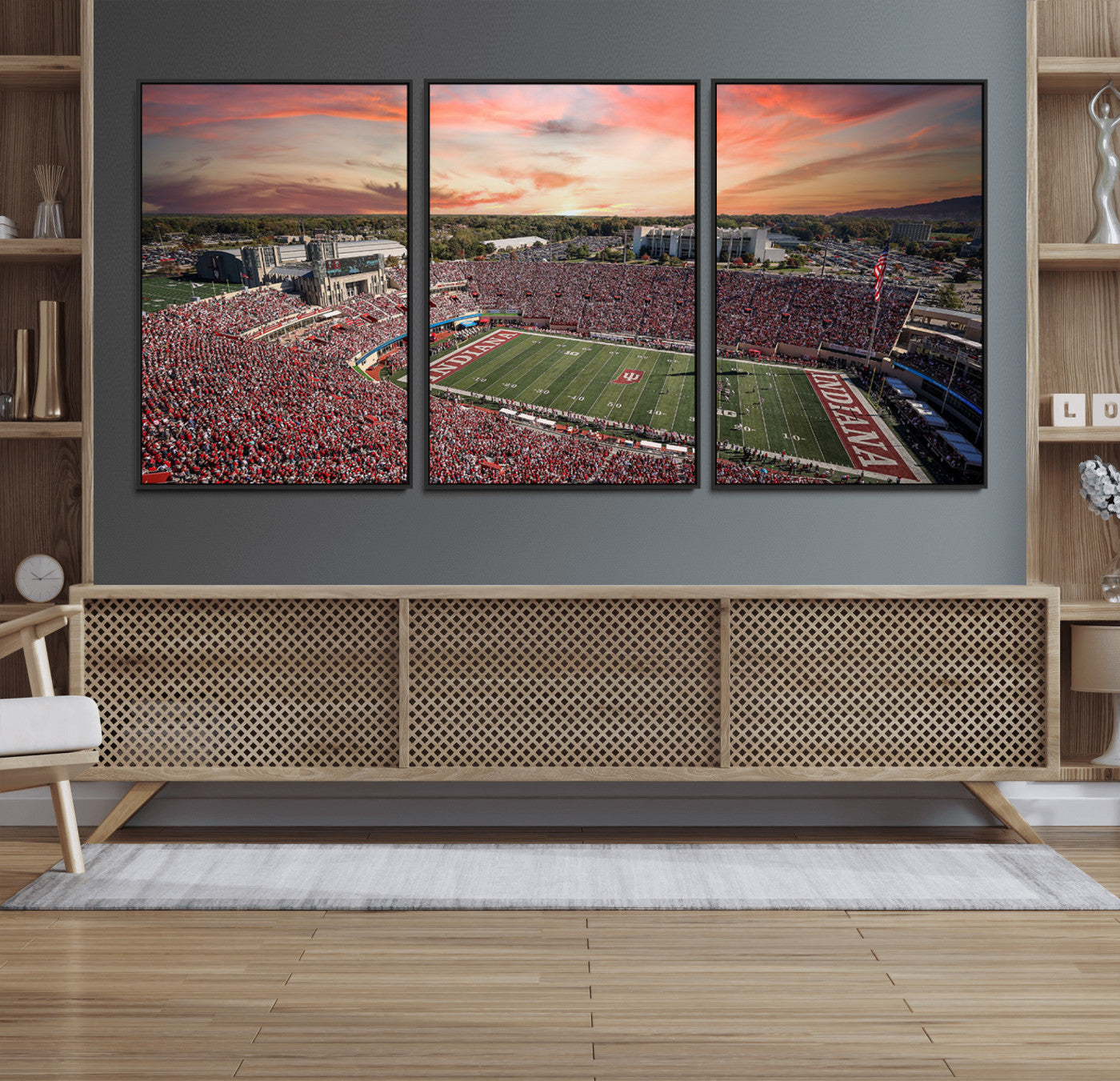 51135-MGV-FC-60X30-3P_Black-Indiana Memorial Stadium Wall Art Canvas Print, Framed Studium Canvas Art, Indiana Memorial Stadium