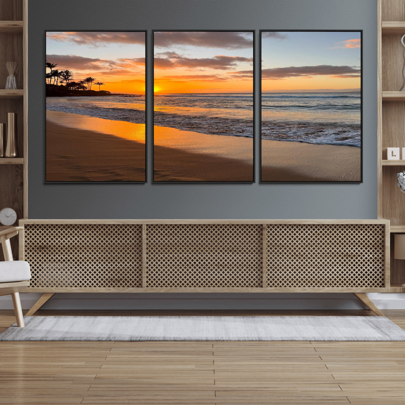 Nadir-MGV-CV-36X24-Sunset Wall Art Print - Stunning Beach Sunset Canvas Artwork for Elegant Home or Office Coastal
