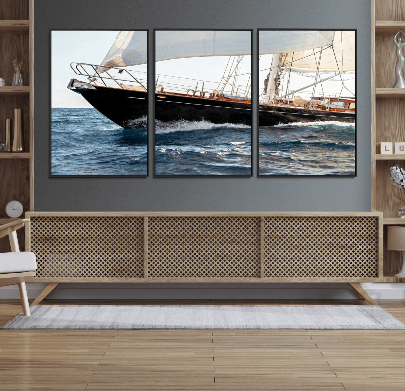 97168626-MGV-CV-36X24 - Boat Yacht Wall Art – Ocean Waves & Sailing Adventure Canvas Print, Nautical Elegance & Marine Journey for Living Room or Luxury Decor