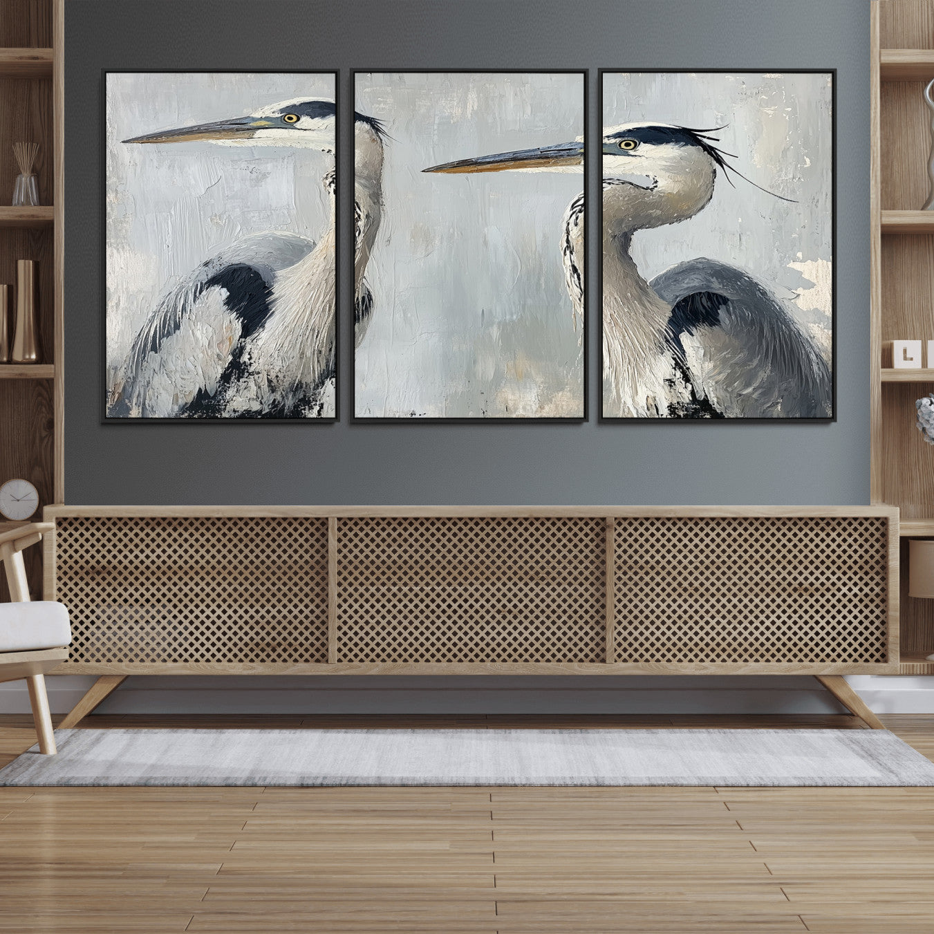 19427826-MGV-FC-60X30-3P_Black-Bird Canvas Decor Wall Art Canvas Print – Framed Coastal Bird Pair Minimalist Wildlife Nature Artwork for Home Office