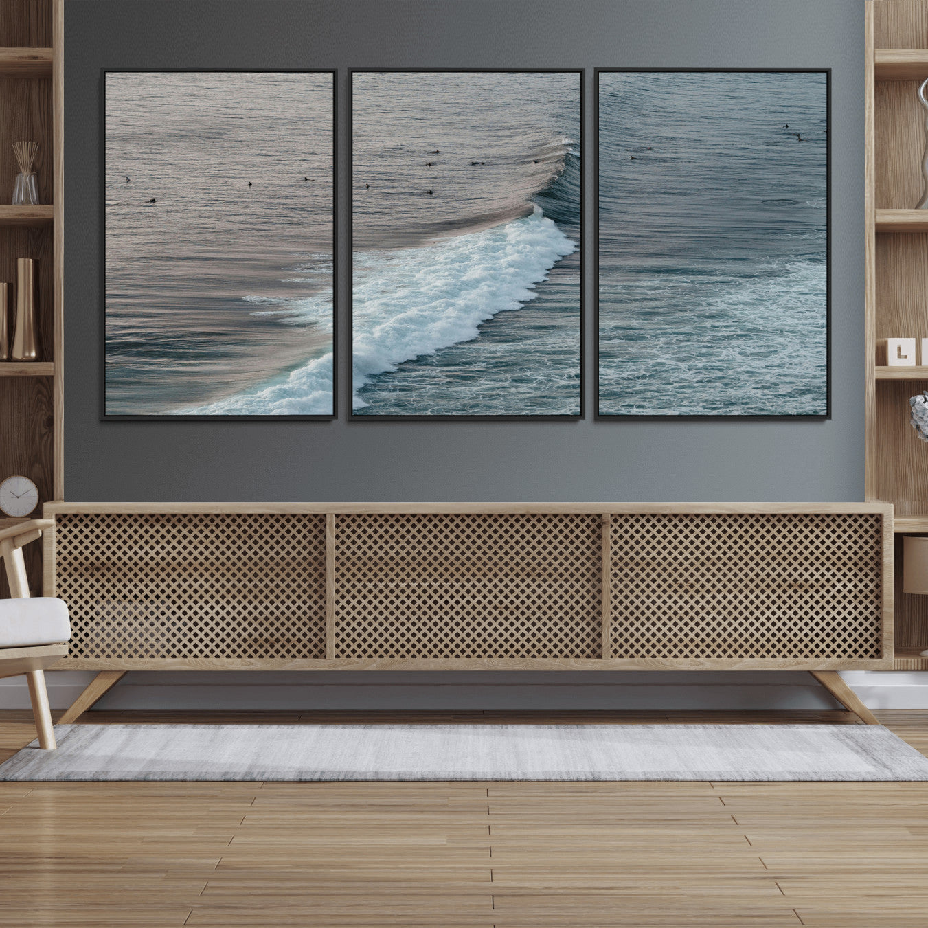 23077324-MGV-CV-36X24-Ocean Waves Wall Art Canvas Print – Framed Coastal Serenity Surf Nature Scene Artwork for Home Office