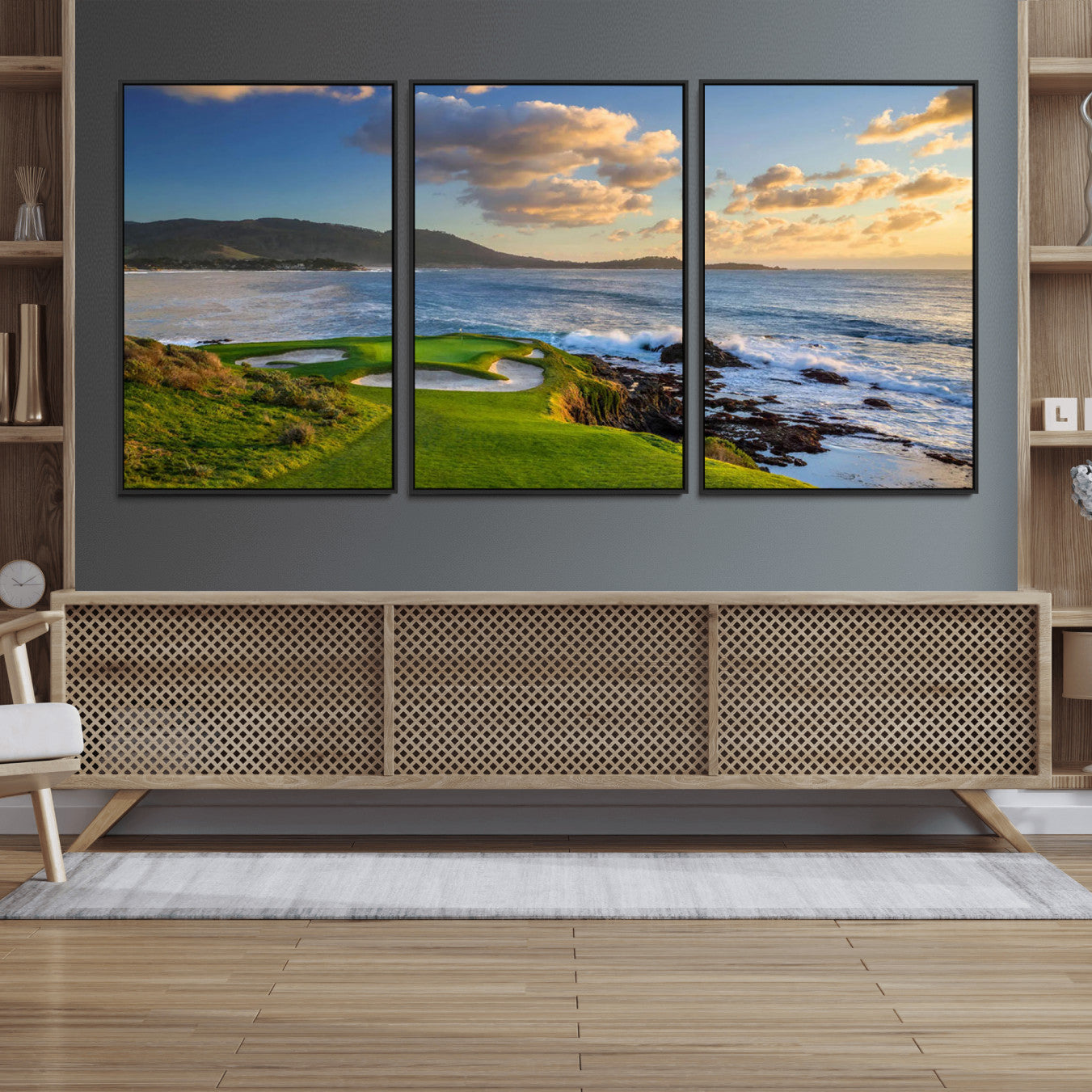50107048-MGV-CV-36X24-Pebble Beach Golf Links Wall Art Canvas Print – Iconic Coastal Golf Course Artwork for Home, Office, Living Room
