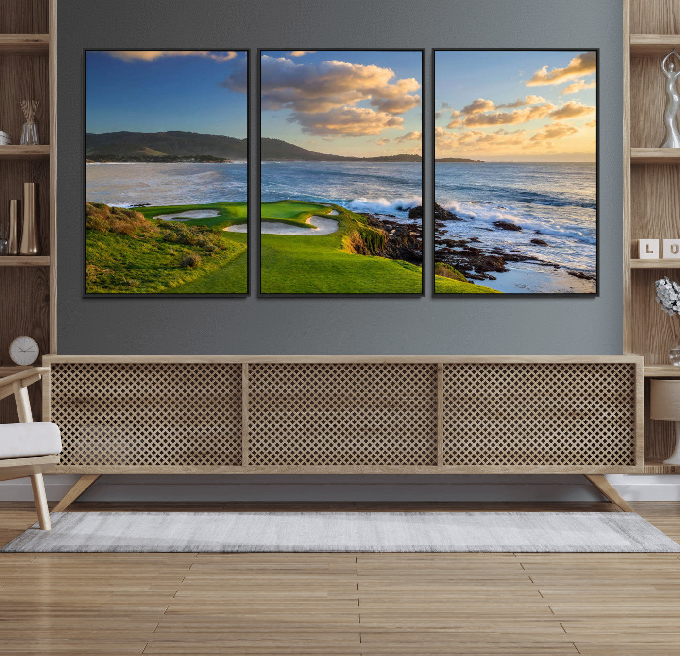 50107048-MGV-CV-36X24-Pebble Beach Golf Links Wall Art Canvas Print – Iconic Coastal Golf Course Artwork for Home, Office, Living Room