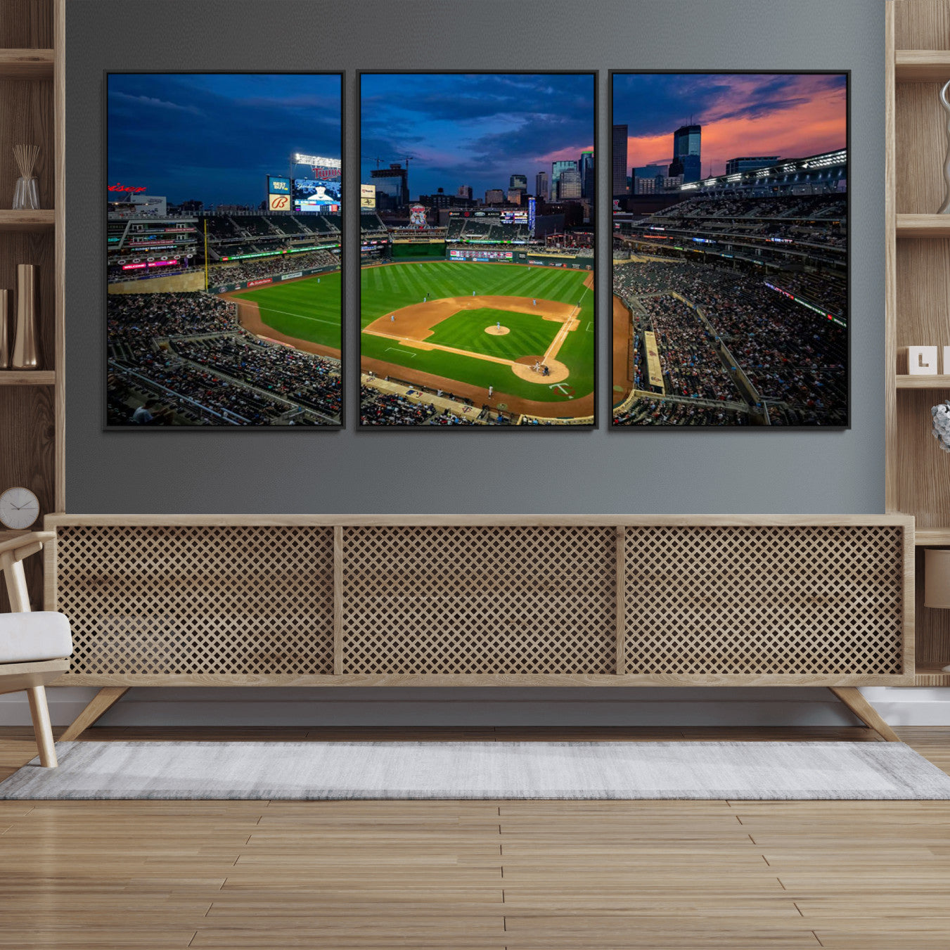 -Target Field Wall Art Canvas Print – Baseball Stadium Scene, Minneapolis Major League Baseball Artwork for Home, Office