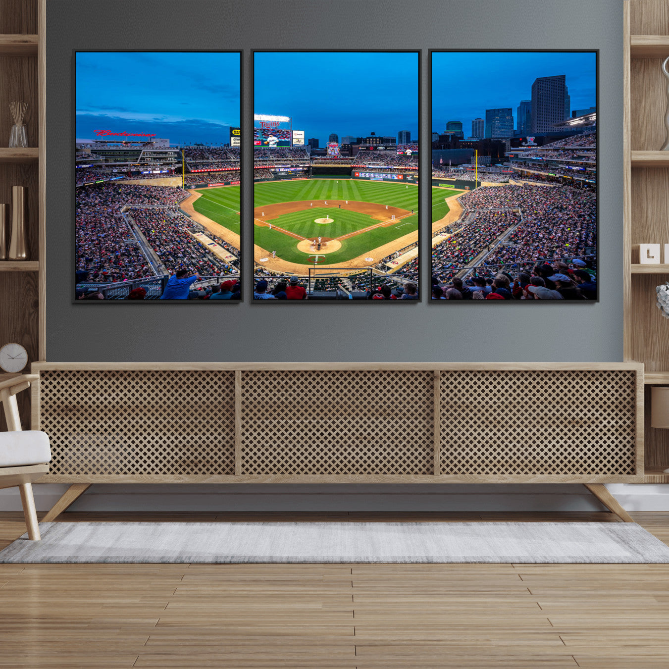 77273035-MGV-FC-60X30-3P_Black-Target Field Stadium Wall Art Canvas Print – Minnesota Twins Baseball Team Iconic Ballpark Scene for home, office