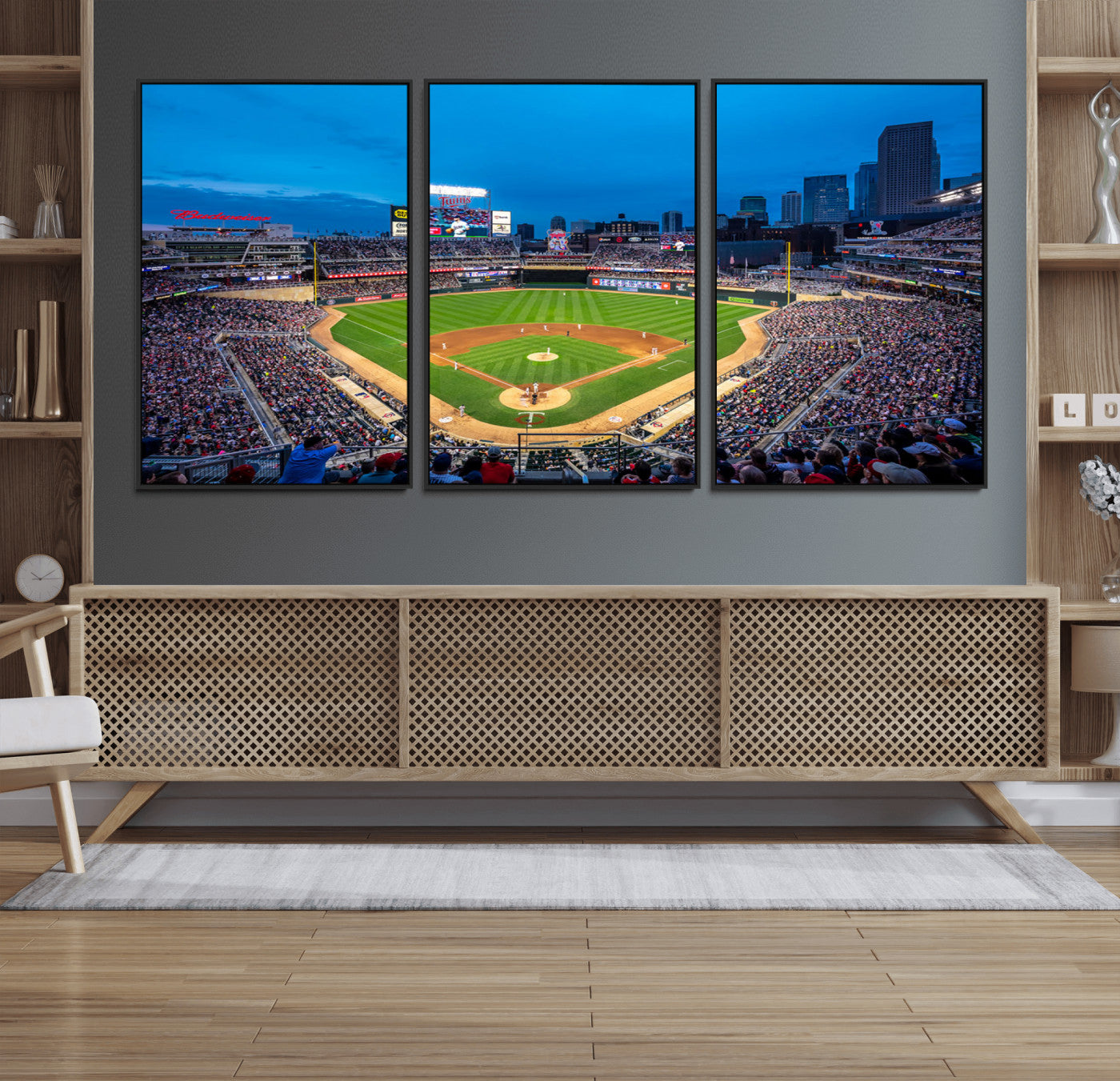 77273035-MGV-FC-60X30-3P_Black-Target Field Stadium Wall Art Canvas Print – Minnesota Twins Baseball Team Iconic Ballpark Scene for home, office