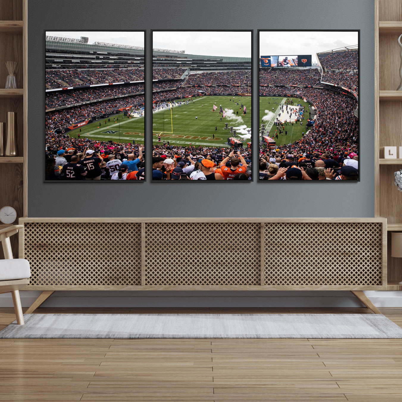 18347149-MGV-FC-60X30-3P_Black-Chicago Bears Soldier Field Wall Art Canvas Print – Framed Football Stadium Artwork Team Spirit for home, office