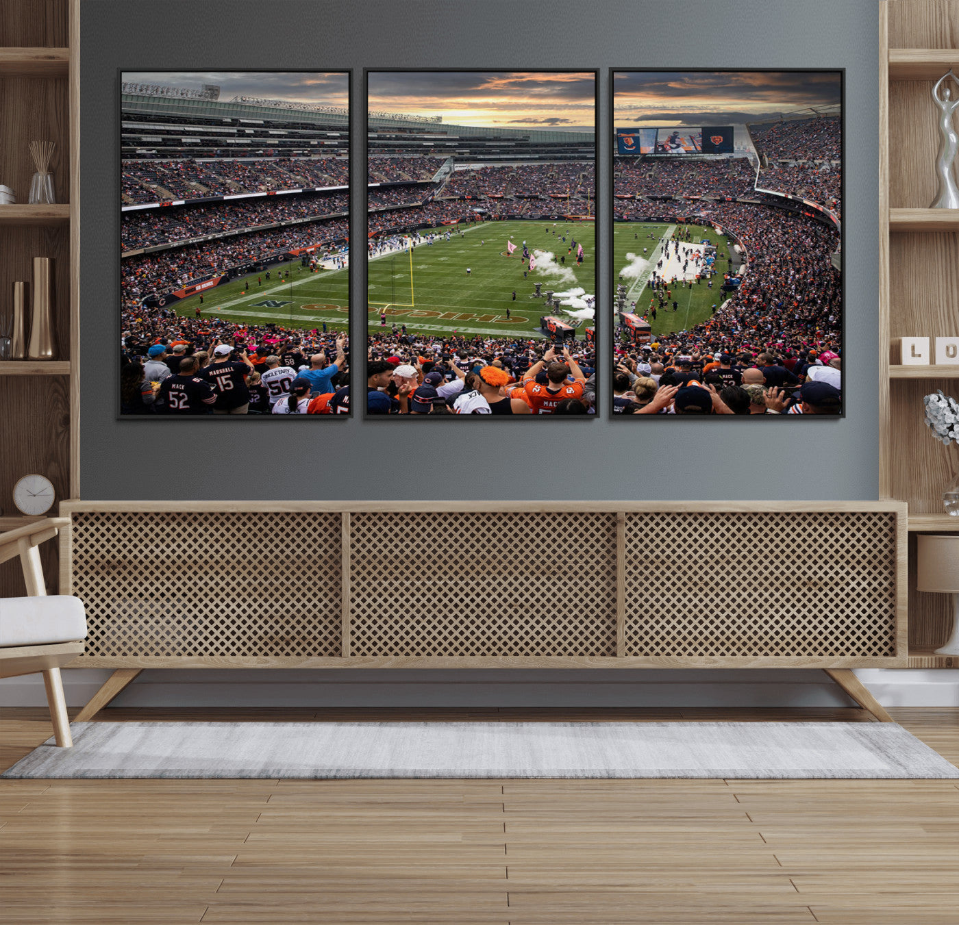 87578930-MGV-FC-60X30-3P_Black-Chicago Bears Soldiers Field Wall Art Canvas Print – Framed Football Stadium Artwork for Home, Office, Living Room