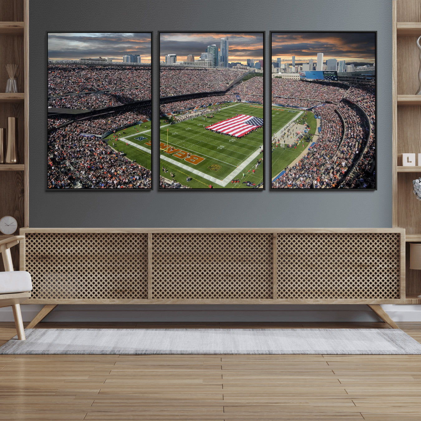 98106777-MGV-FC-60X30-3P_Black-Chicago Bears Soldiers Field Wall Art Canvas Print – Framed Football Stadium Artwork for Home, Office, Living Room