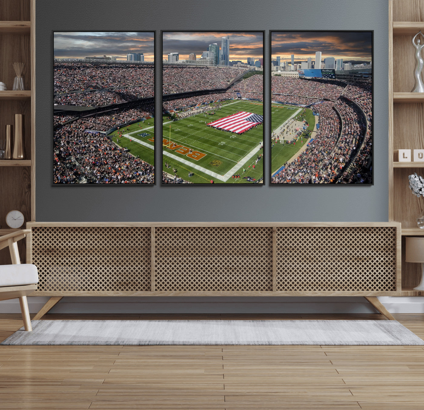 98106777-MGV-FC-60X30-3P_Black-Chicago Bears Soldiers Field Wall Art Canvas Print – Framed Football Stadium Artwork for Home, Office, Living Room