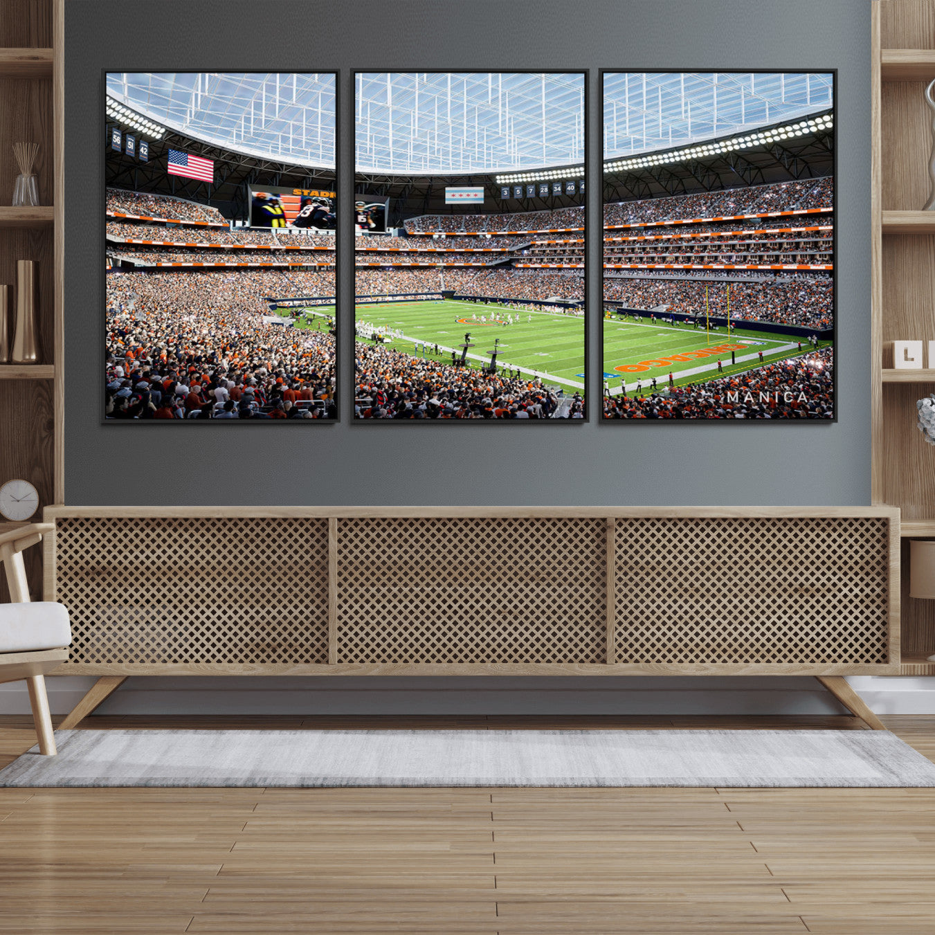 -Chicago Bears Soldiers Field Wall Art Canvas Print – Framed Football Stadium Artwork for Home, Office, Living Room