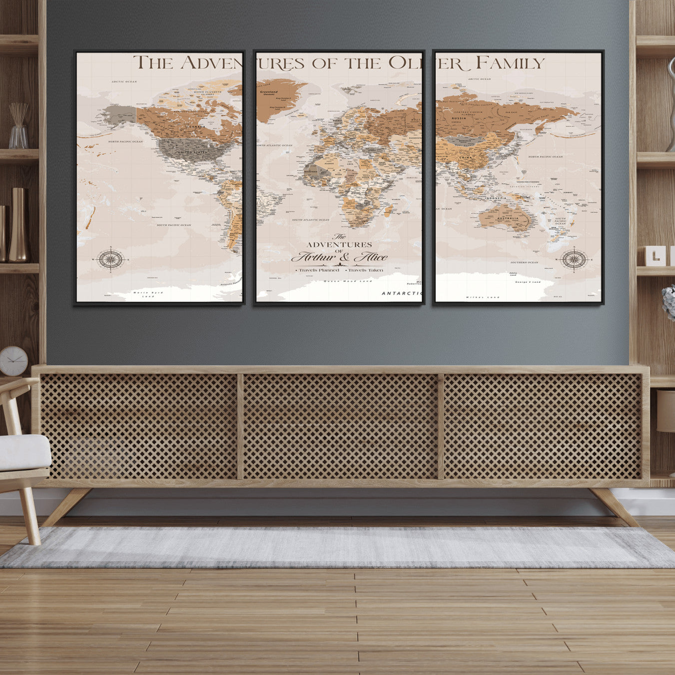 43101120-MGV-FC-60X30-3P_Black-Personalized Push Pin World Map Canvas – Custom Framed Travel Tracker Wall Art, Large Adventure Map with Pins for Home, Office