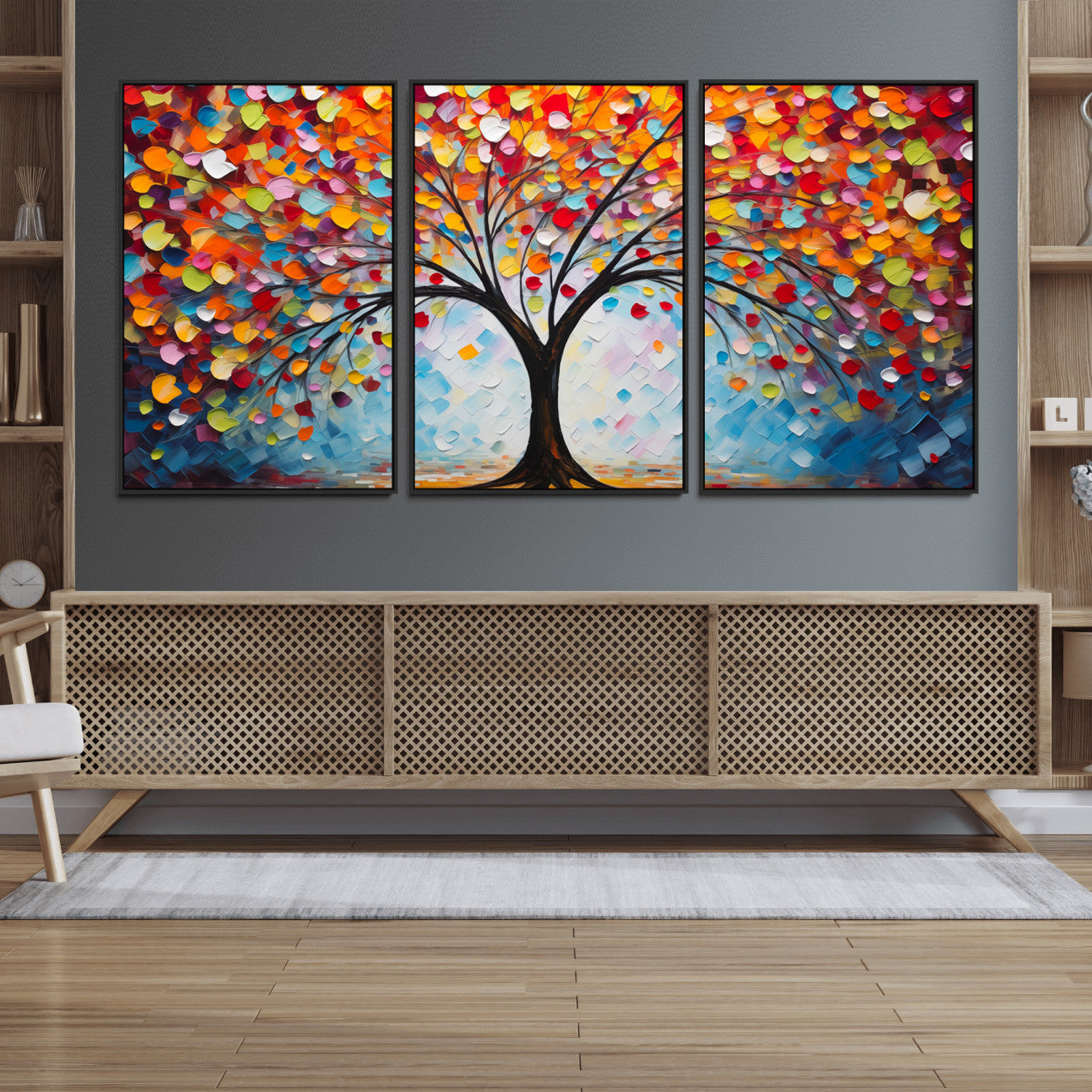 HS2447-MGV-CV-36X24-Vibrant Tree of Life Canvas Wall Art – Colorful Abstract Nature in Modern Decor - Ready to Hang