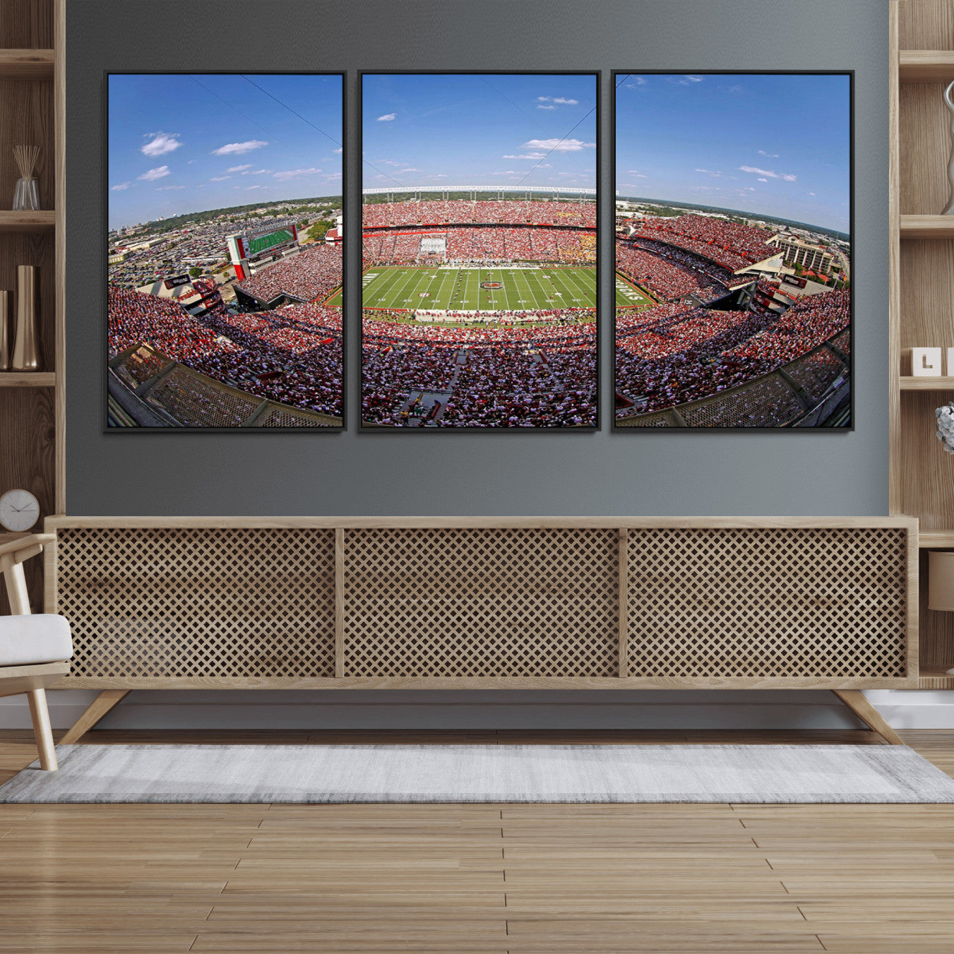 29492070-MGV-FC-60X30-3P - William Brice Stadium Wall Art Canvas Print – Stadium Crowd Sports Field Outdoor Event Football Game Artwork for Home Office