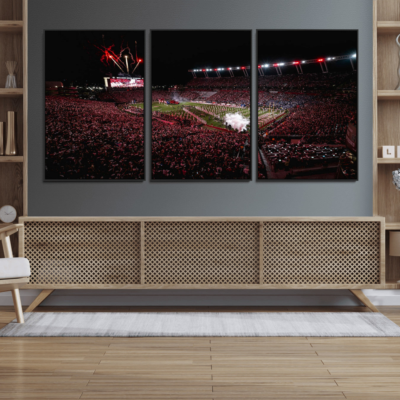 60690191-MGV-FC-60X30-3P - William Brice Stadium Wall Art Print – Baseball Game Room Artwork Print for Basement Dorm, Home, Office