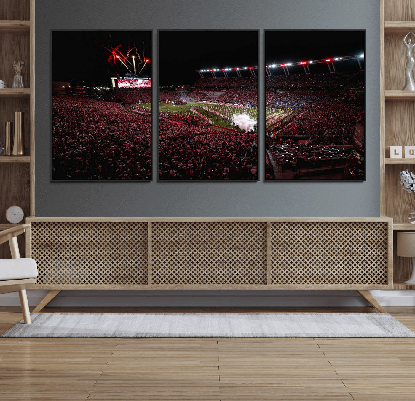 60690191-MGV-FC-60X30-3P - William Brice Stadium Wall Art Print – Baseball Game Room Artwork Print for Basement Dorm, Home, Office