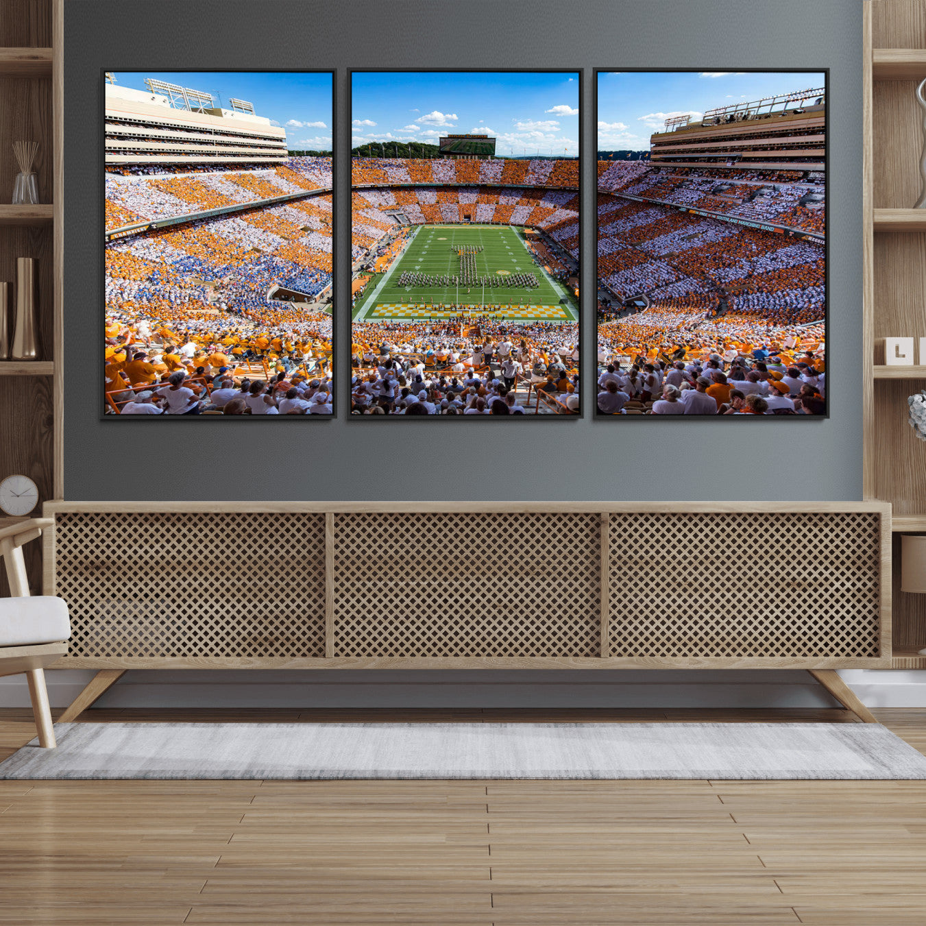 77097951-MGV-CV-36X24 - Tennessee Neyland Stadium Wall Art – Checkerboard Game Day Panoramic Canvas Print, College Football Decor for Home, Office, or Man Cave