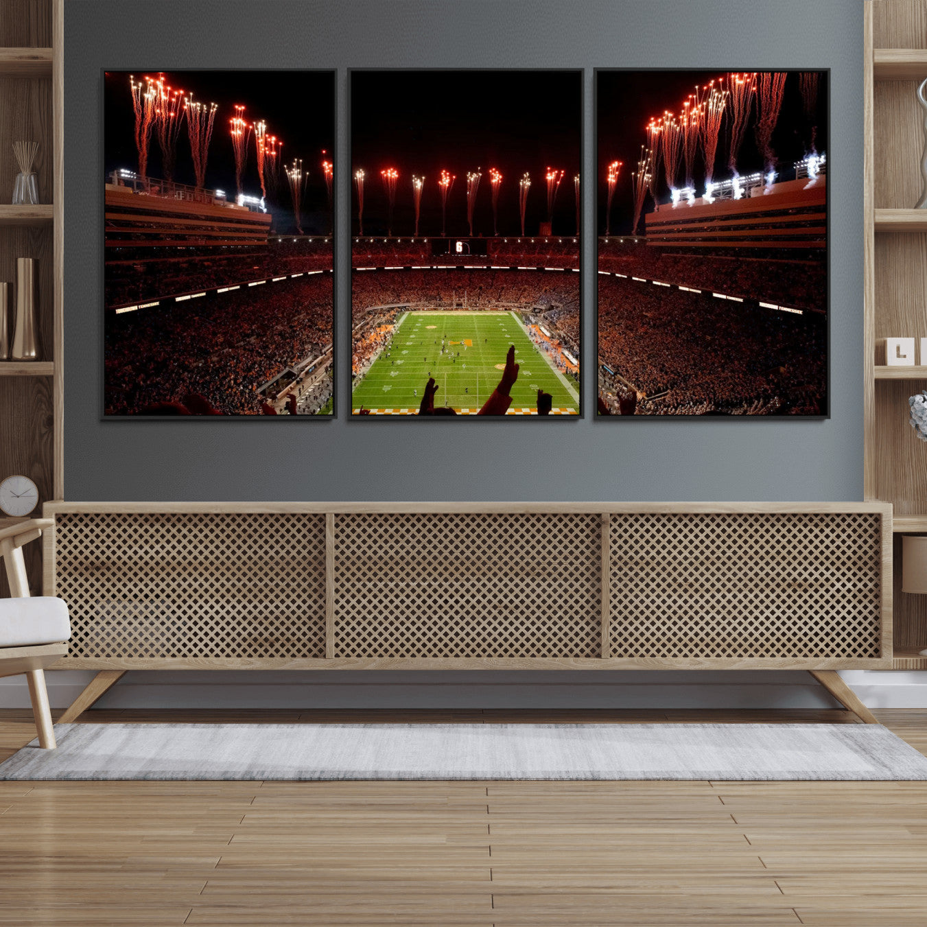73358115-MGV-FC-60X30-3P - Tennessee Neyland Stadium Wall Art, Sports Arena Canvas Print, Panoramic Stadium Canvas Artwork for Home, Office