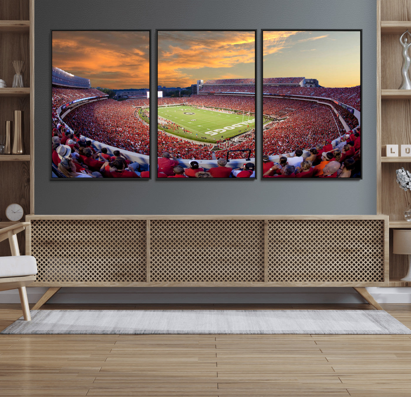 73680988-MGV-FC-60X30-3P - Dooley Stadium Wall Art, Sports Arena Canvas Print, Dooley Field Sanford Stadium Artwork for Home, Office