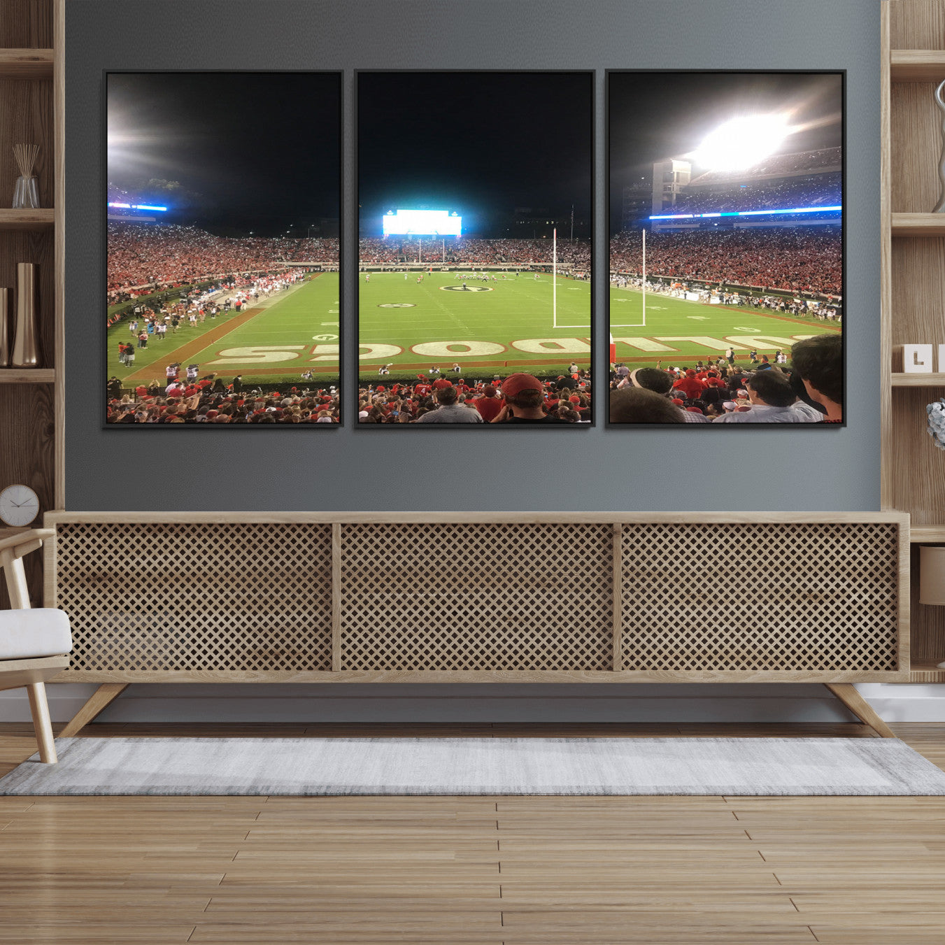 MGV-FC-60X30-3P - Dooley Stadium Wall Art Print, Sports Arena Canvas Wall Art, Panoramic Stadium Canvas Print, Modern