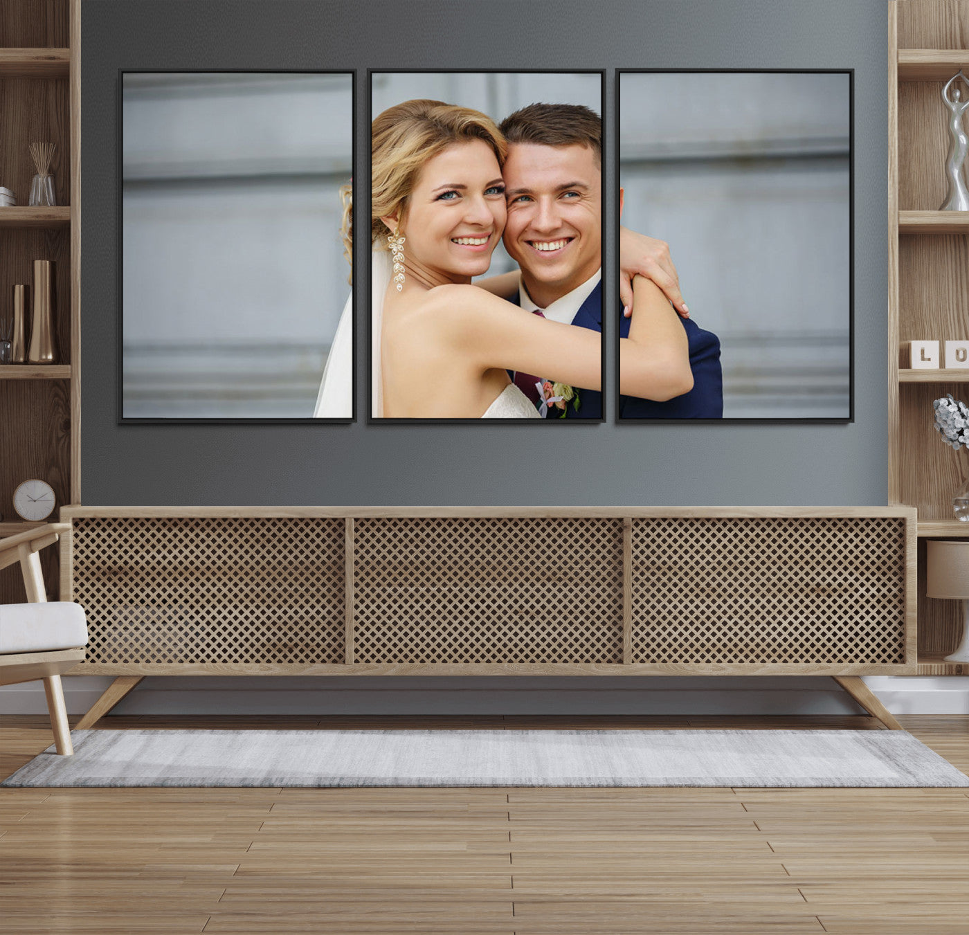 CSTM6030-MGV-FC-60X30-3P_Black-Create Your Own Photo Framed Canvas Print - Custom Personalized Wall Art Print for Gift