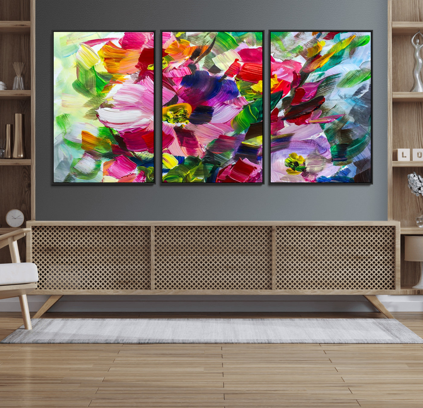 75768-MGV-FC-60X30-3P_Black-Oil Flower Abstract Canvas Print
