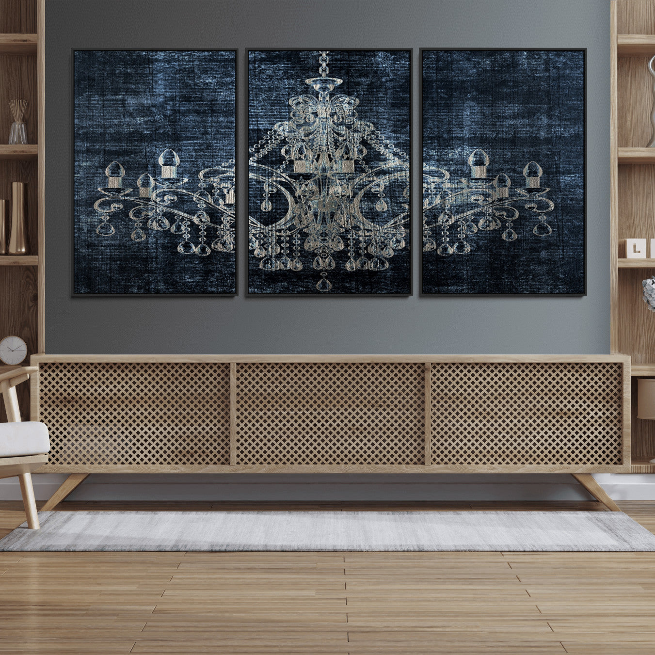 52092-MGV-FC-60X30-3P_Black-Dark Chandelier Wall Art Canvas Print
