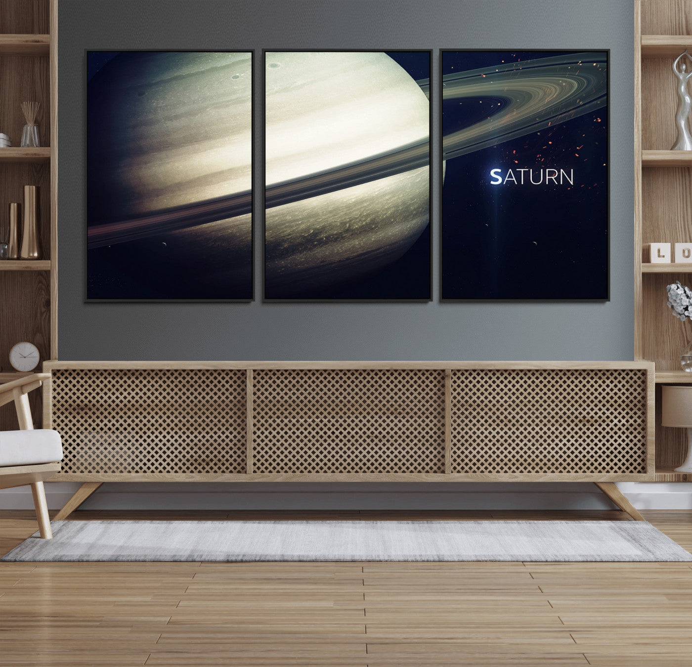 53060-MGV-FC-60X30-3P_Black-Framed Saturn Wall Art Canvas Print