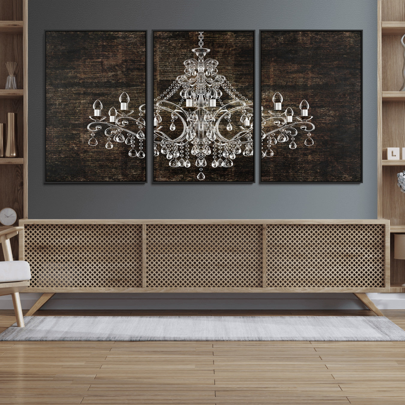 69434-MGV-FC-60X30-3P_Black-Rustic Chandelier Canvas Print