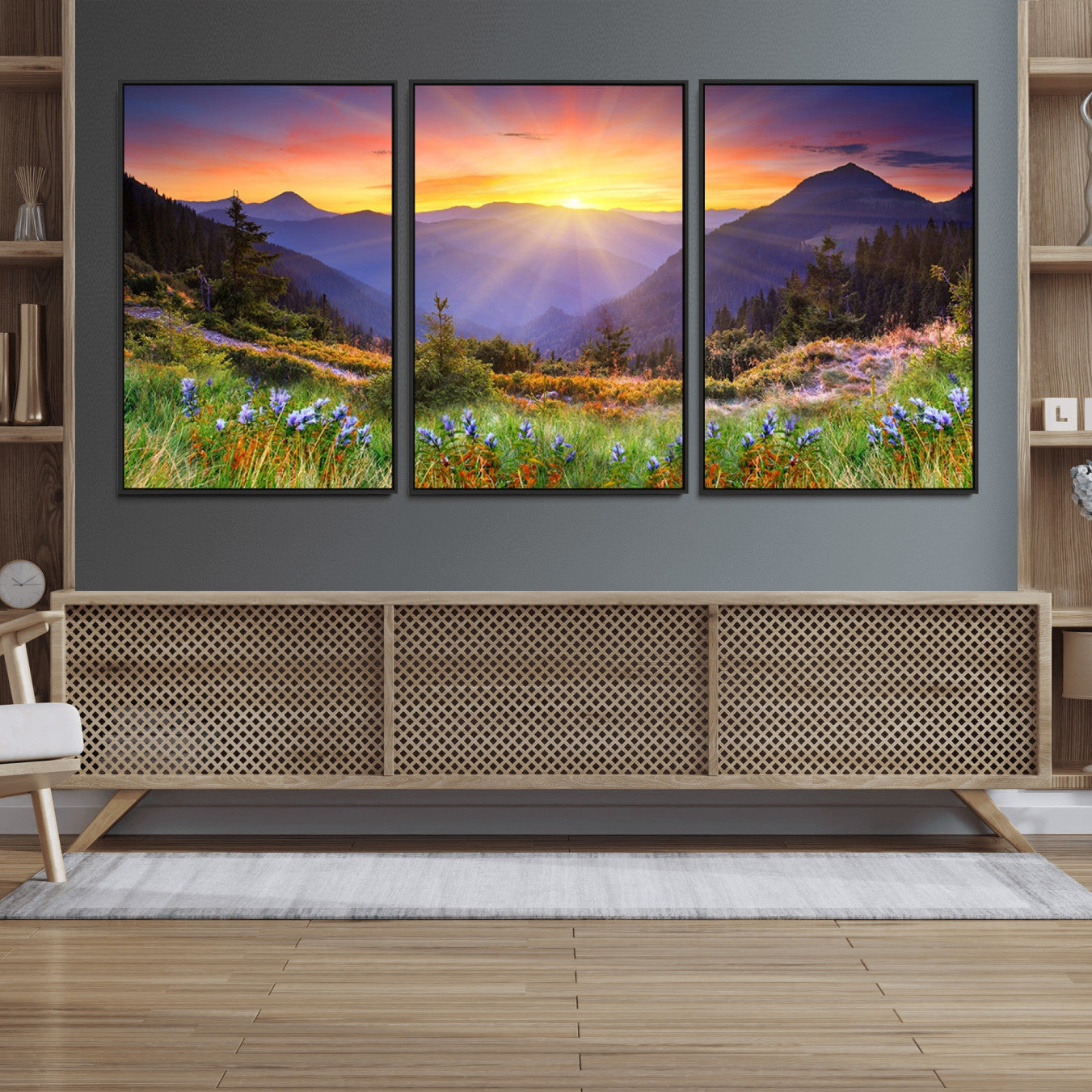 -Mountain and Spring Wall Art Canvas Print