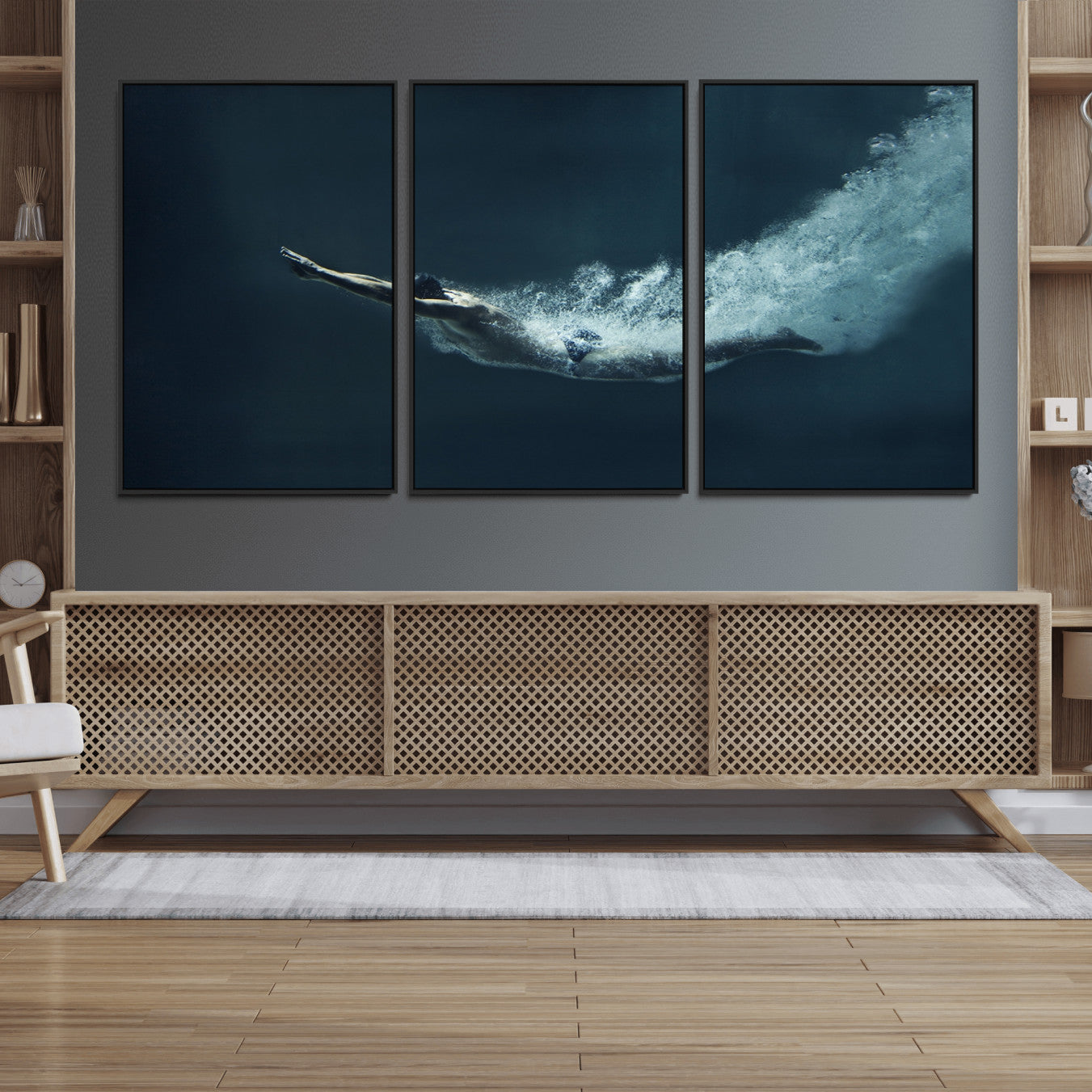 48463-MGV-FC-60X30-3P_Black-Swimmer Wall Art Canvas Print