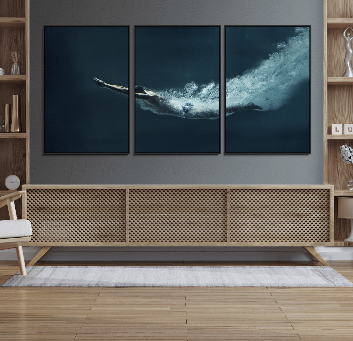 48463-MGV-FC-60X30-3P_Black-Swimmer Wall Art Canvas Print