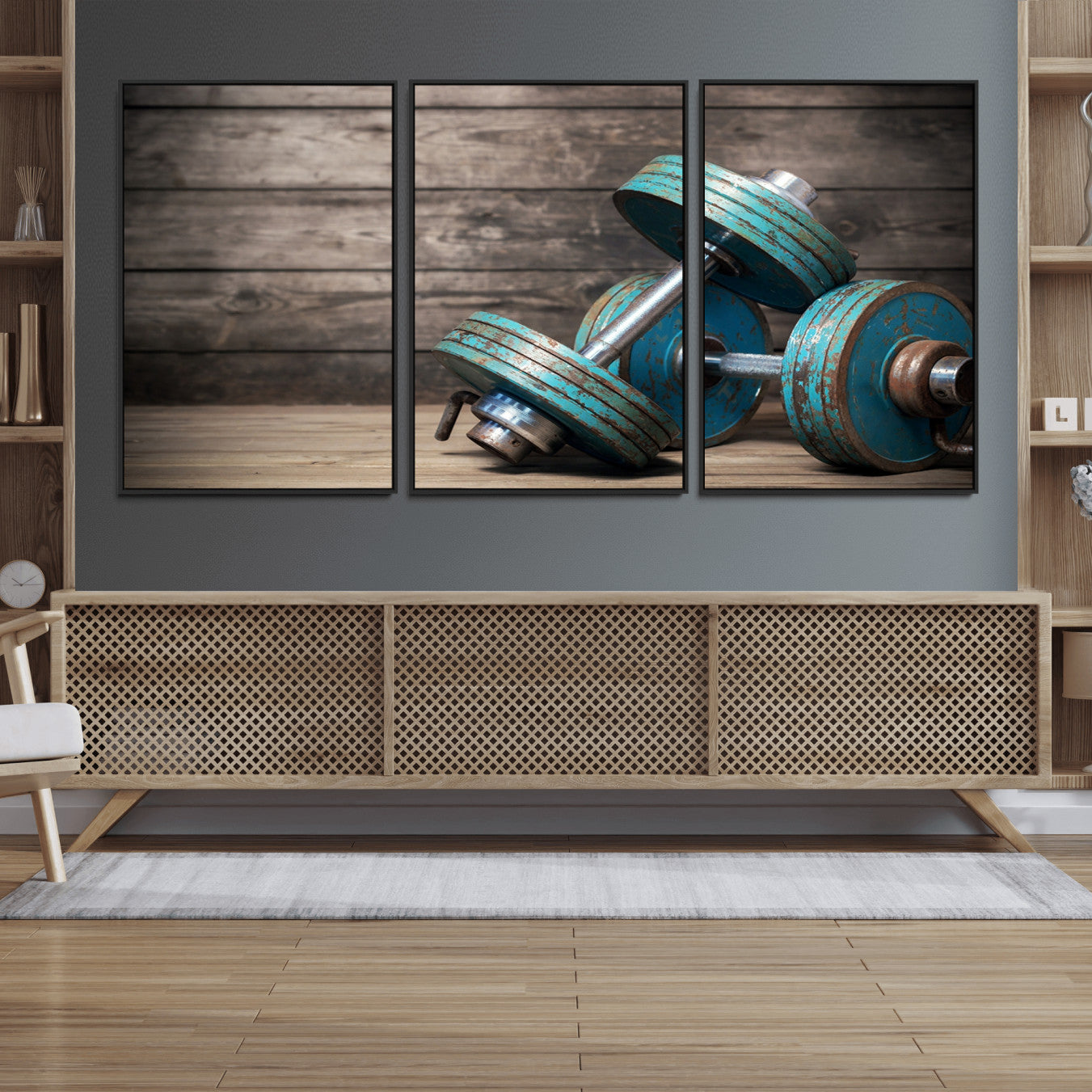 39364-MGV-FC-60X30-3P_Black-Dambell and Sport Wall Art Canvas Print