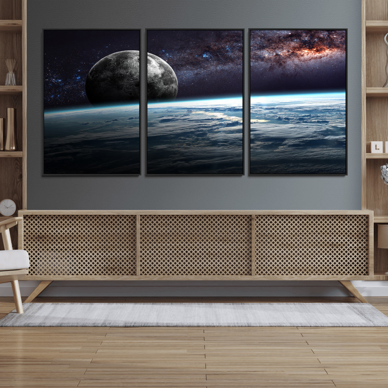 22395-MGV-FC-60X30-3P_Black-Space and Planet Canvas Print