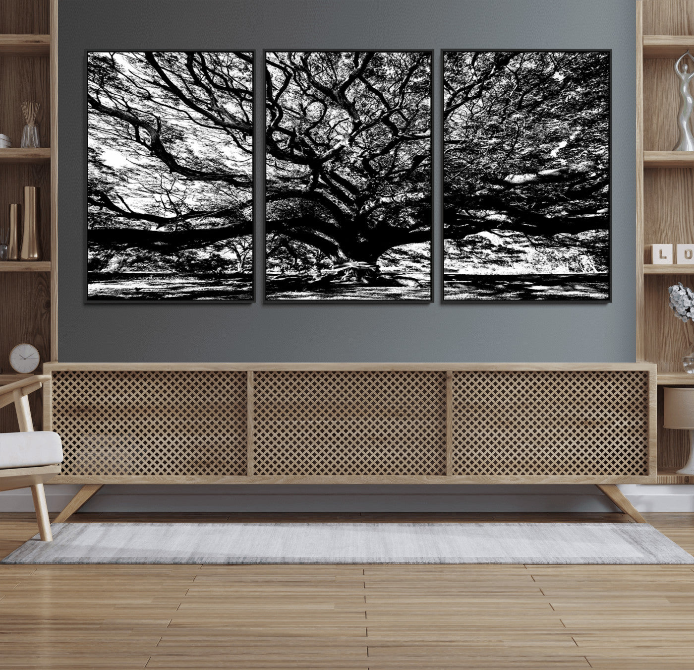 20836-MGV-FC-60X30-3P_Black-Mighty Angel Oak Wall Art | Angel Oak Tree Art Print