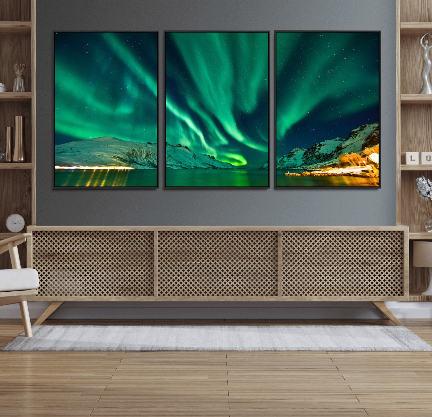 25294-MGV-FC-60X30-3P_Black-Northern Lights Wall Art Canvas Print