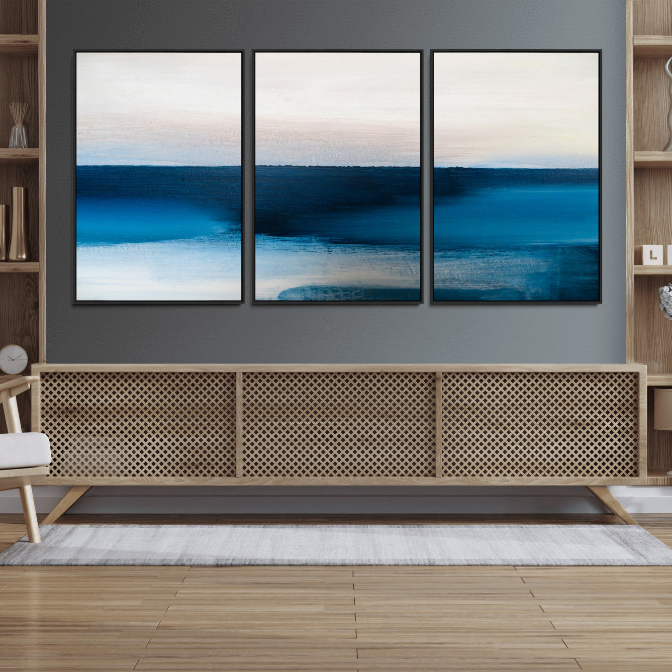 72452-MGV-FC-60X30-3P_Black-Dark Blue Abstract Wall Art Canvas Print