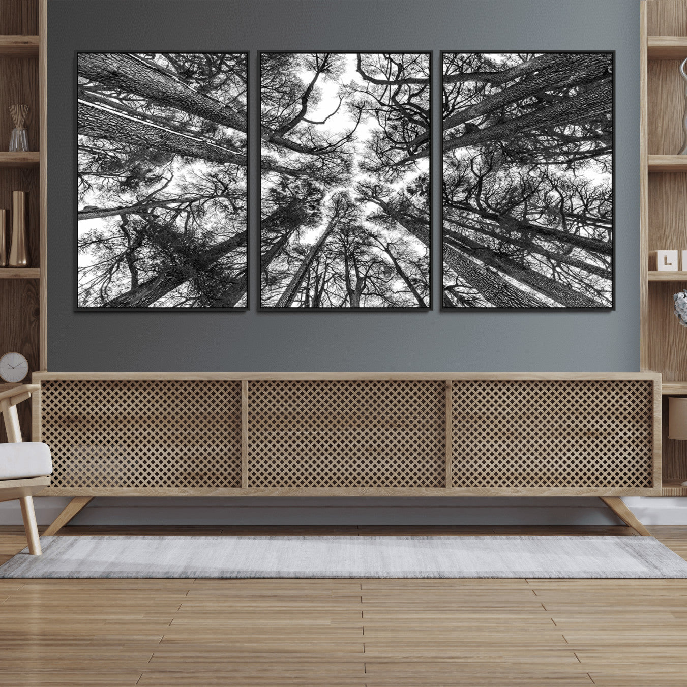 33934-MGV-FC-60X30-3P_Black-Trees Contemporary Art Canvas Print