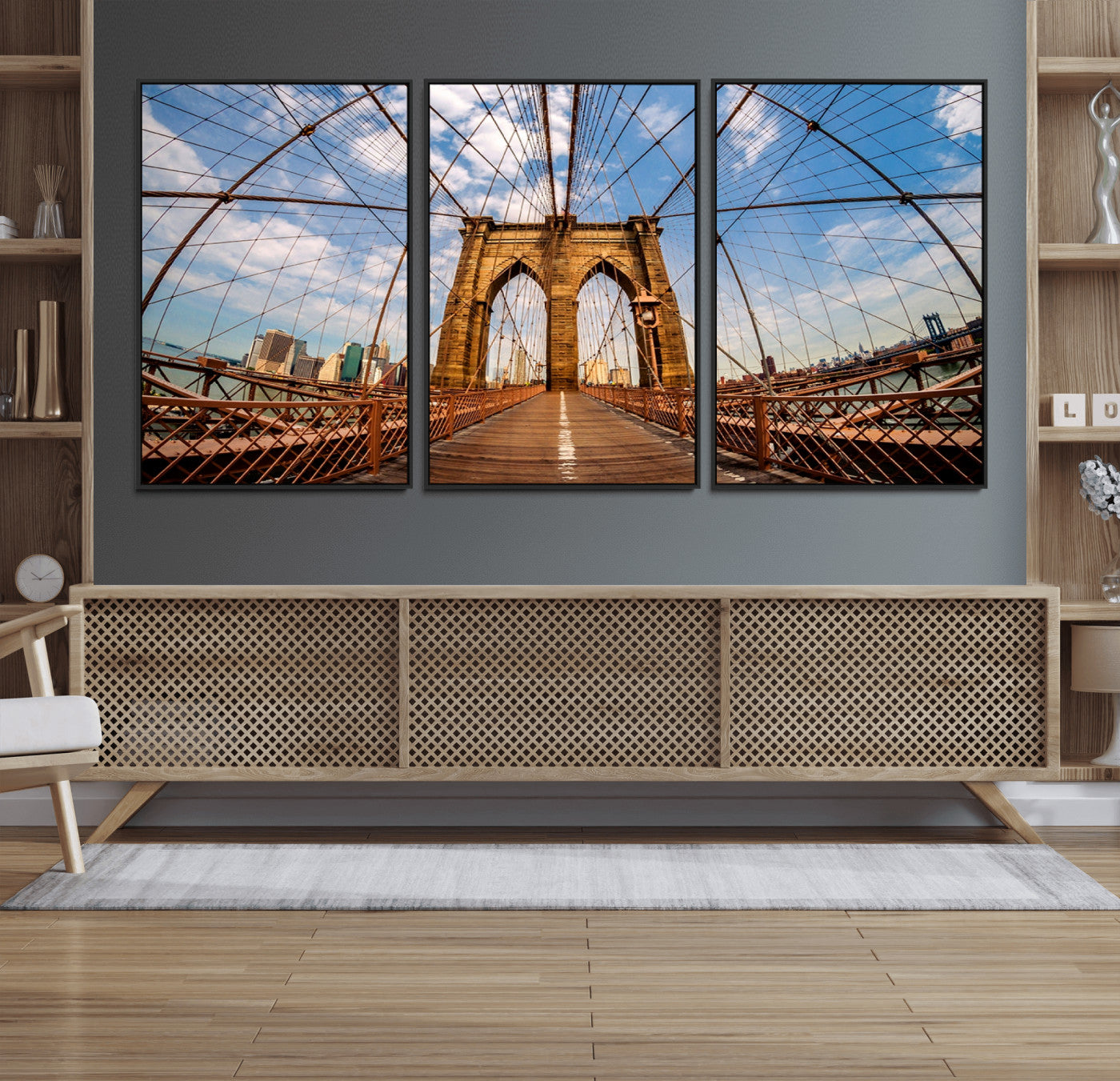 44467-MGV-CV-36X24-Brooklyn Bridge Manhattan Wall Art Canvas Print