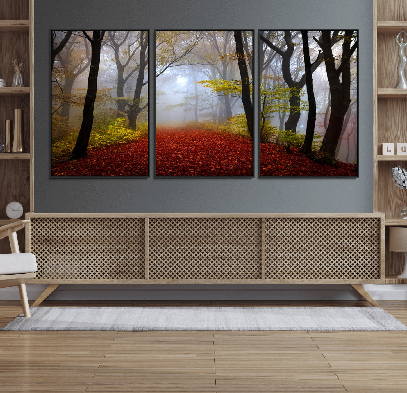 12426-MGV-FC-60X30-3P_Black-Foggy Forest Wall Art Landscape Canvas Print
