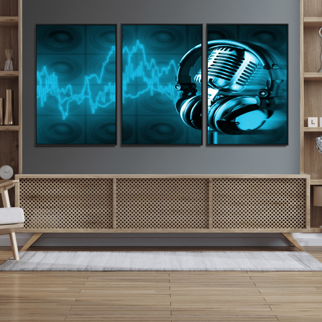 42329-MGV-FC-60X30-3P_Black-Music and Microphone Wall Art Canvas Print